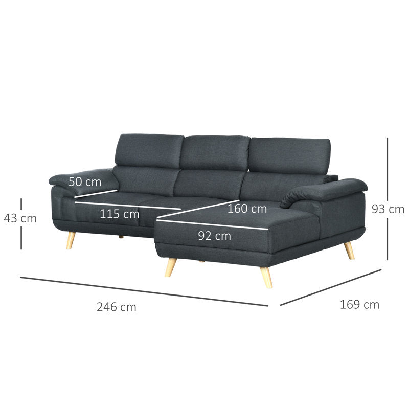 Daemyn Upholstered Corner Sofa Chaise