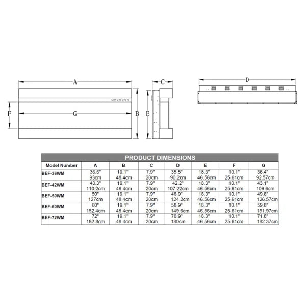3D Panoramic 3 Sided Media Wall Electric Fireplace