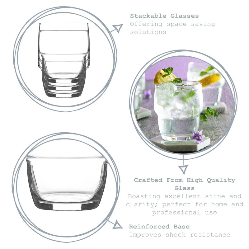 LAV 12 - Piece 285ml Glass Drinking Glass Glassware Set (Set of 12)