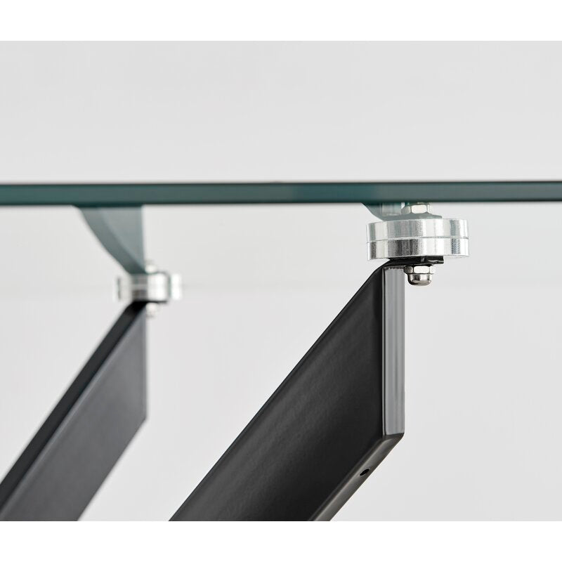 Chowchilla Luxury Rectangular Dining Table in Glass and Chrome Metal - Modern Statement Design