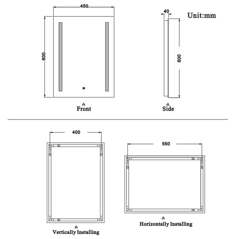 Bathroom Mirror With LED Lights 50X70