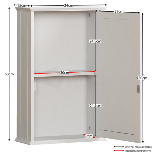 Milano 34mm W 53mm H Wall Mount Medicine Cabinet with Mirror and 2 Fixed Shelves