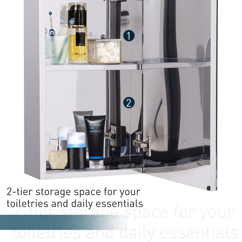 Claunch 300mm W 550mm H Surface Frameless Medicine Cabinet with Mirror and 1 Fixed Shelf