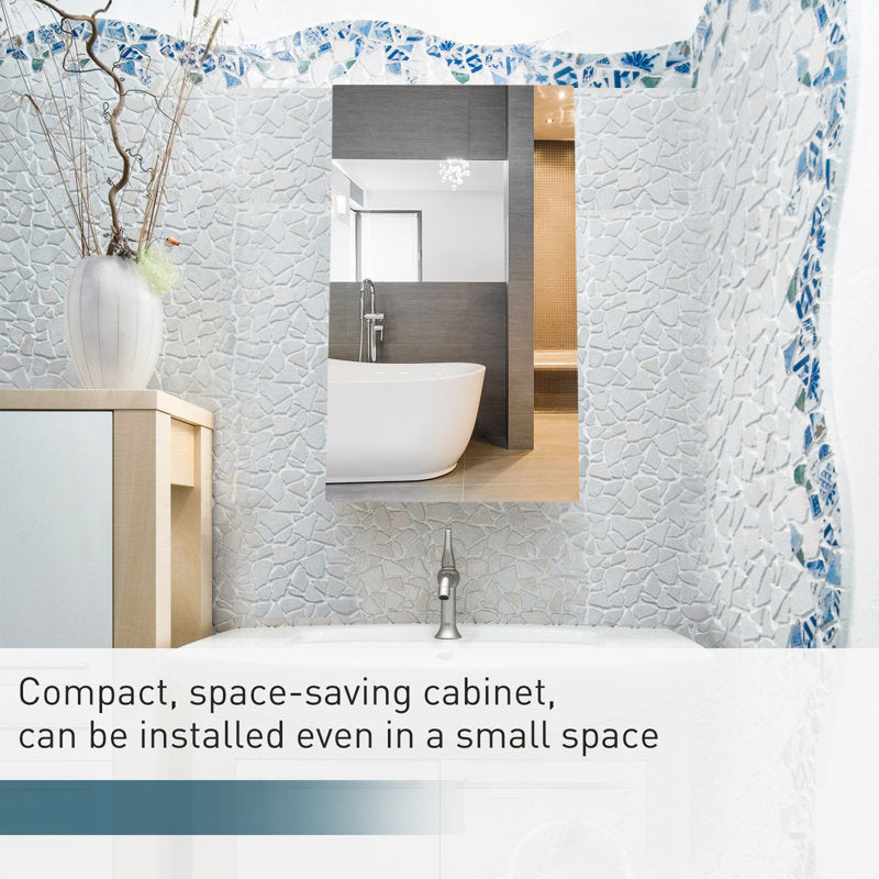 Claunch 300mm W 550mm H Surface Frameless Medicine Cabinet with Mirror and 1 Fixed Shelf