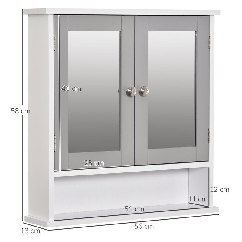 Dayaan 560mm W 580mm H Surface Framed Medicine Cabinet with Mirror and 1 Fixed Shelf