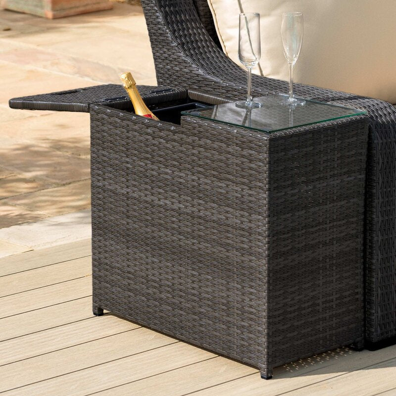 Etowah Ice Bucket Rattan Side Table - Brown