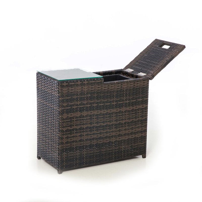 Etowah Ice Bucket Rattan Side Table - Brown