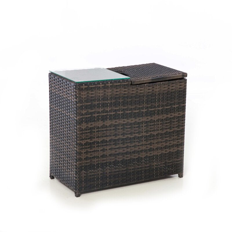 Etowah Ice Bucket Rattan Side Table - Brown