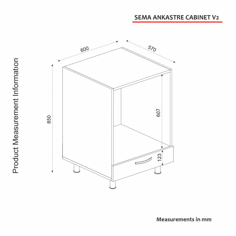 Oven conversion cabinet with worktop Sema V2 white