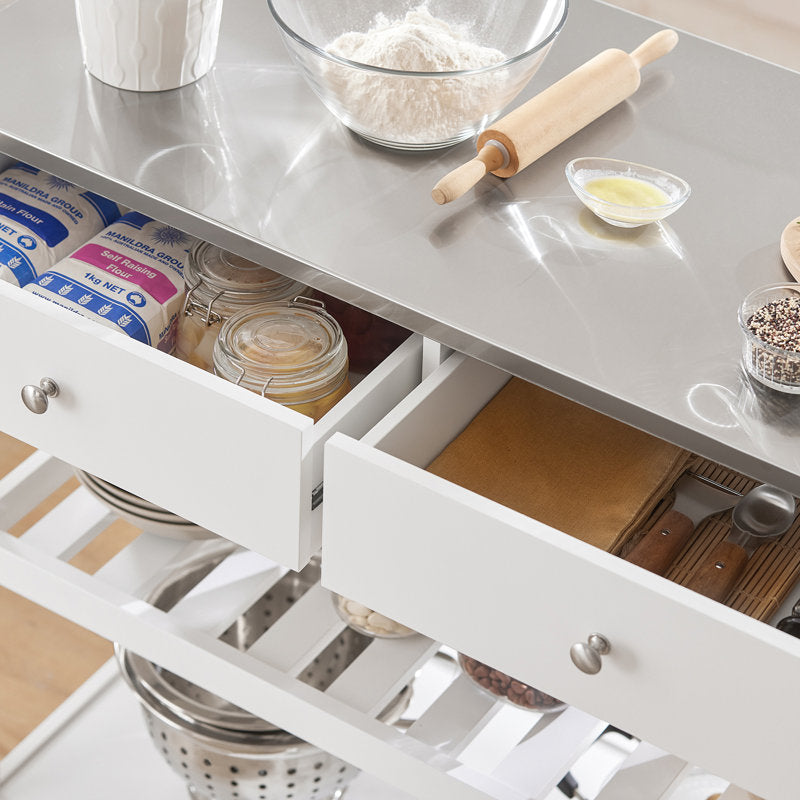 Blossom Kitchen Island with Stainless Steel Top