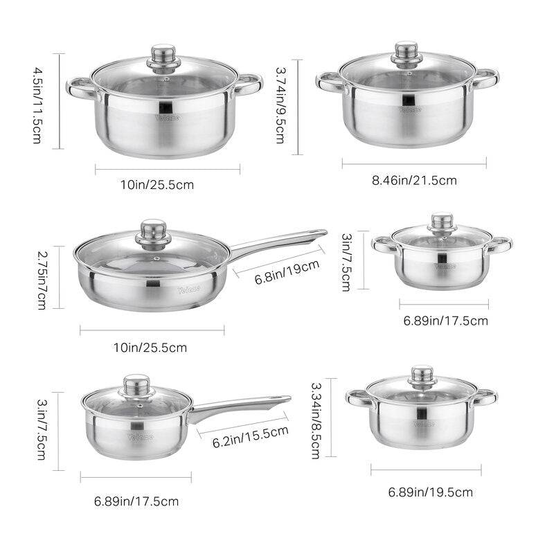 Motti 12 - Piece Non-Stick Stainless Steel (18/10) Cookware Set