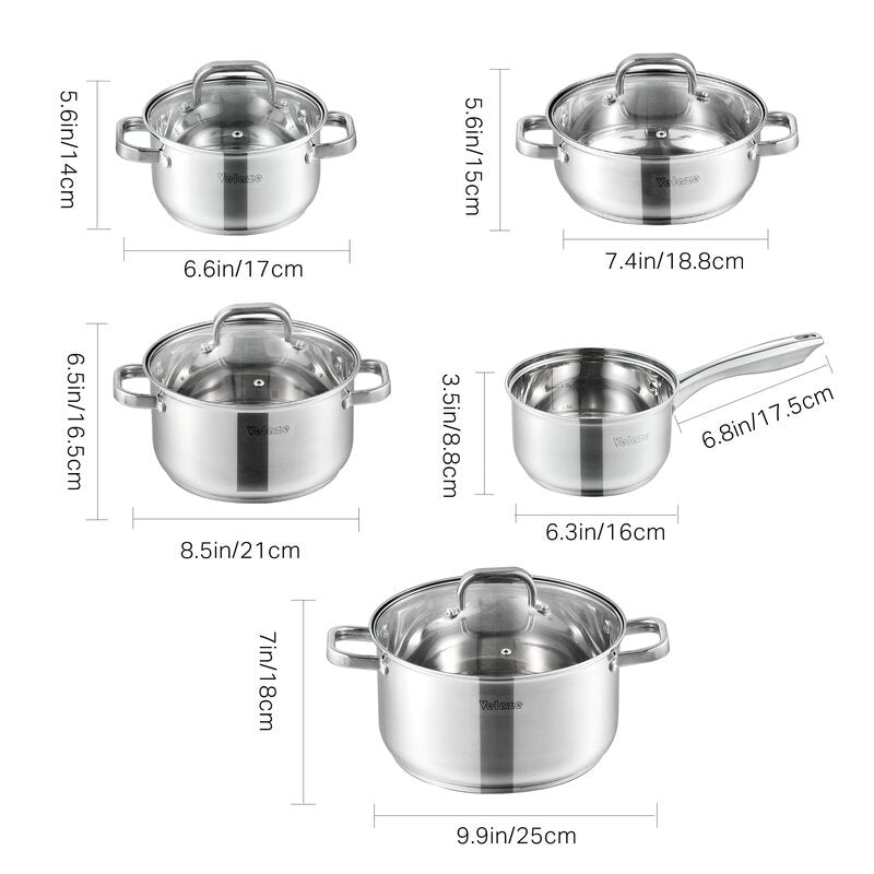 Eloria 9 - Piece Non-Stick Stainless Steel (18/10) Cookware Set