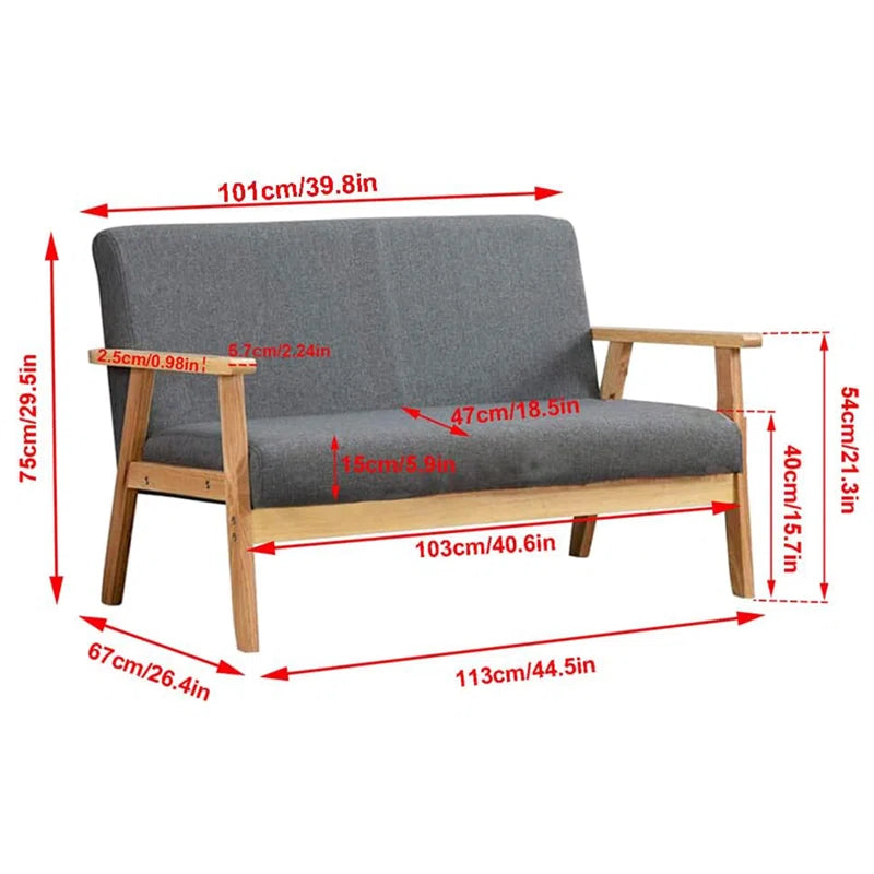 Living room wood furniture 2 seater sofa
