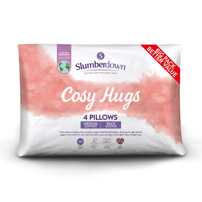 Slumberdown Cosy Hugs Medium Support Back Sleeper Pillow (Set of 4)
