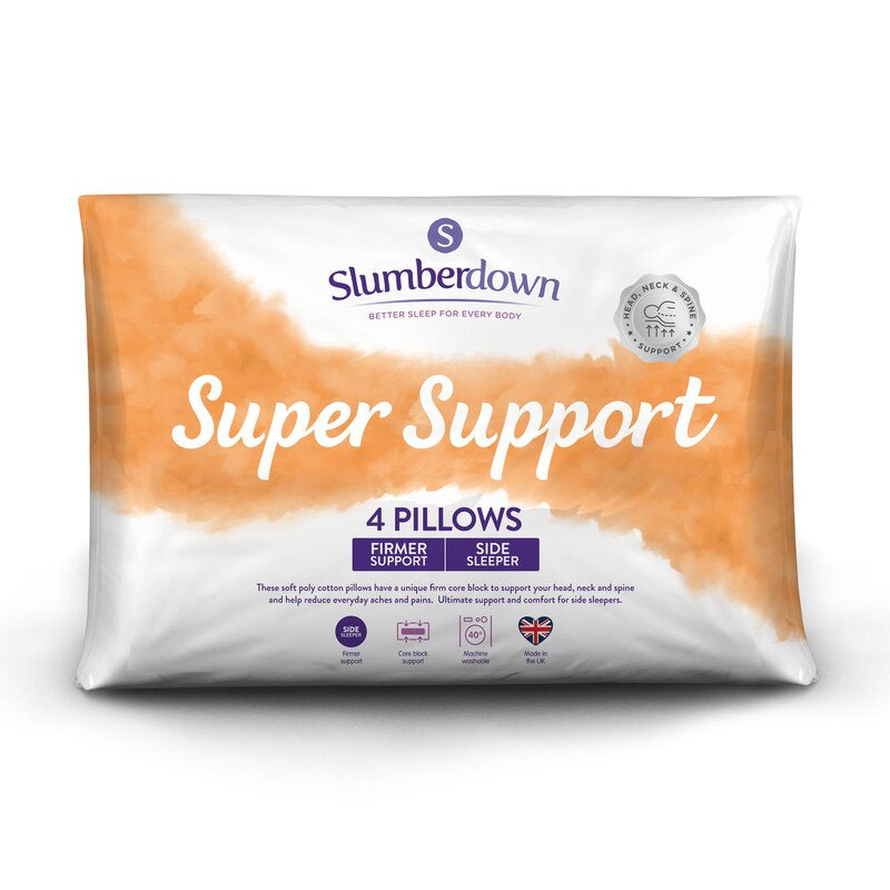 Slumberdown Super Support Machine Washable Side Sleeper Pillow (Set of 4)