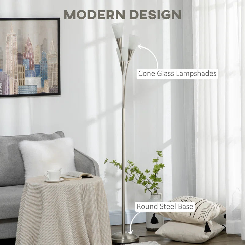 166cm Silver Torchiere Floor Lamp
