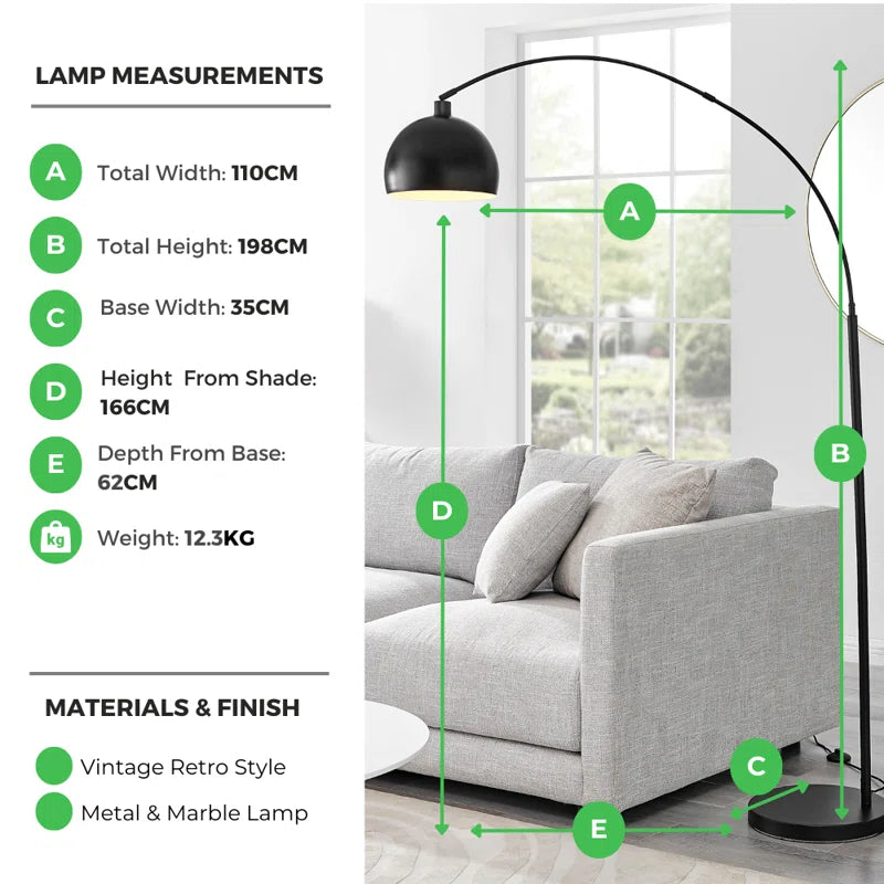 Holton Mid Century Style Metal Arc Floor Standard Lamp (Bulb Included)