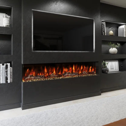 3D Panoramic 3 Sided Media Wall Electric Fireplace