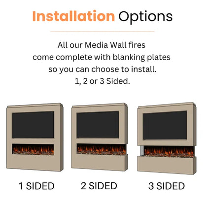 3D Panoramic 3 Sided Media Wall Electric Fireplace