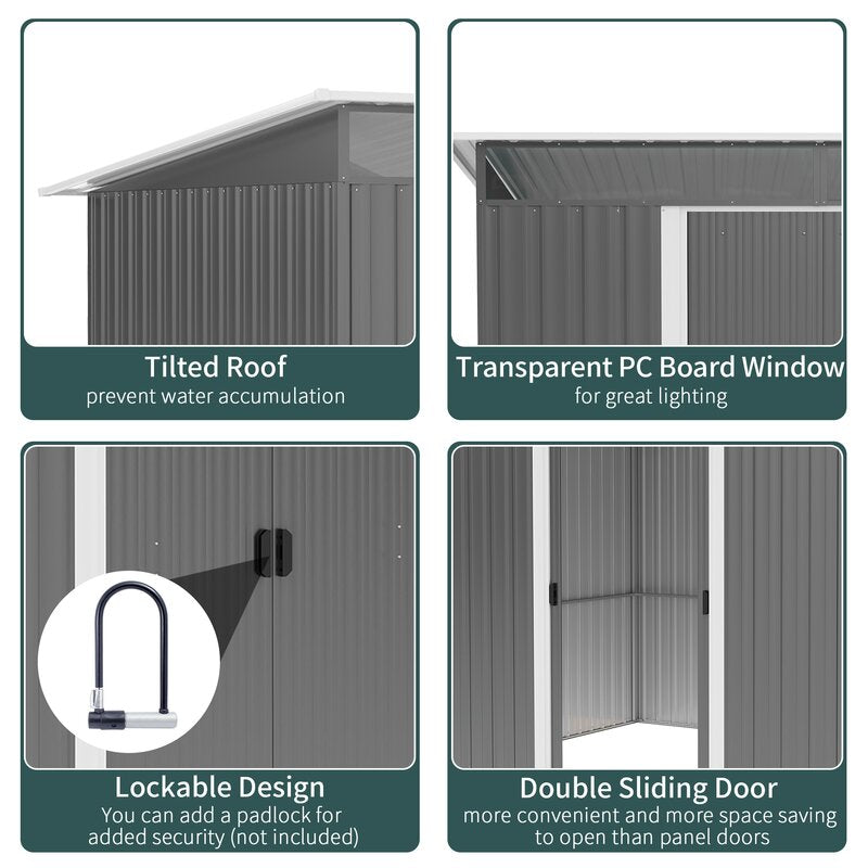 Artavious 9 ft. W x 7 ft. D Metal Flat Tool Shed