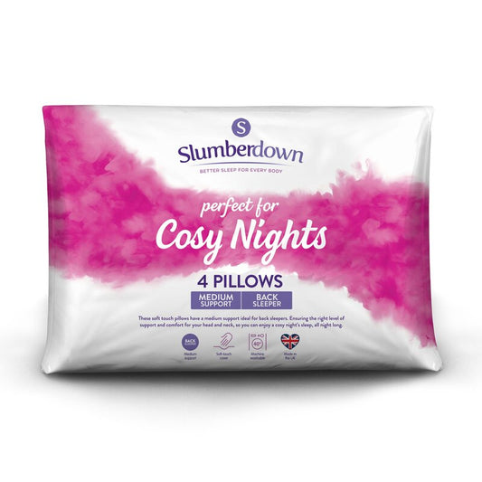 Slumberdown Cosy Nights Medium Support Back Sleeper Pillow (Set of 4)