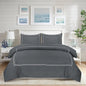 Microfiber 3 Piece Luxury Bratta Stitch Duvet Cover Sets With Pillowcase