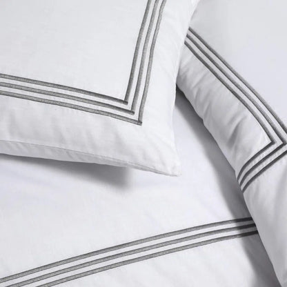 Microfiber 3 Piece Luxury Bratta Stitch Duvet Cover Sets With Pillowcase