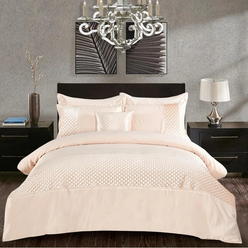 Cheng Polyester Solid Colour Duvet Cover with Pillowcases