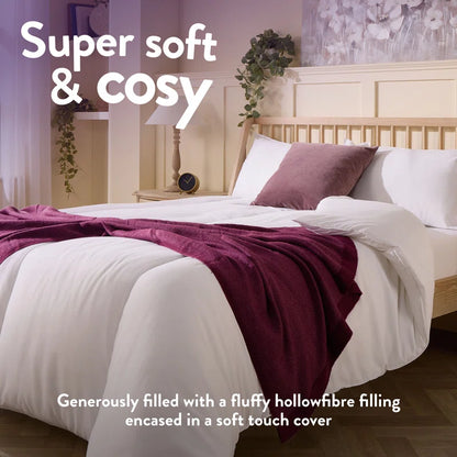 Feels Like Down 10.5 Tog All Year Round Duvet with 2 Medium Support Back Sleeper Pillows
