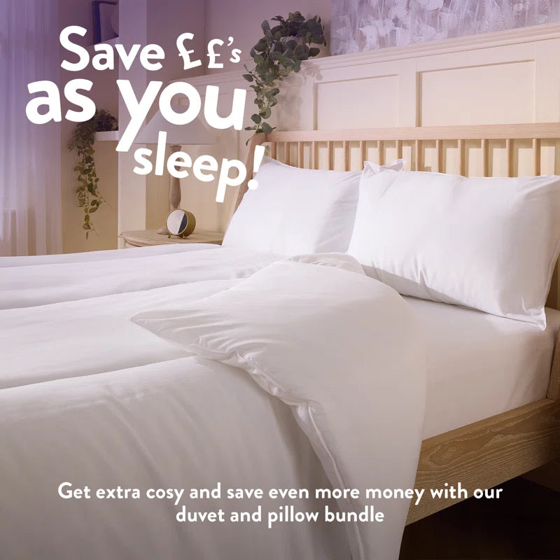 Feels Like Down 10.5 Tog All Year Round Duvet with 2 Medium Support Back Sleeper Pillows