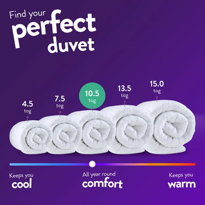Feels Like Down 10.5 Tog All Year Round Duvet with 2 Medium Support Back Sleeper Pillows
