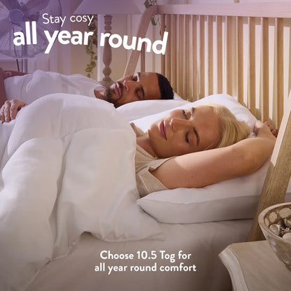 Feels Like Down 10.5 Tog All Year Round Duvet with 2 Medium Support Back Sleeper Pillows
