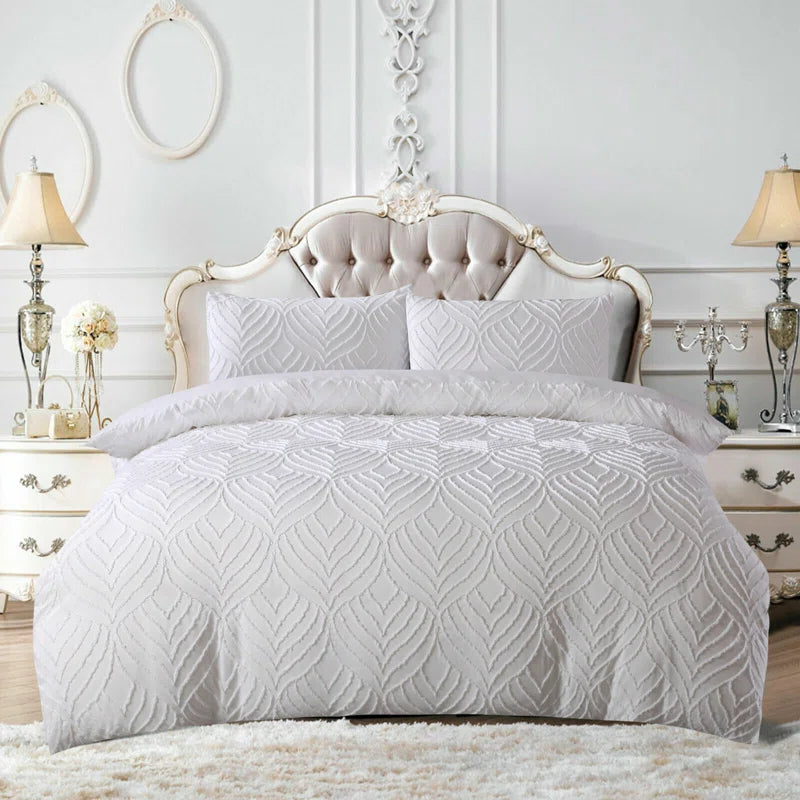 Garnes Polyester Damask Duvet Cover Set with Pillowcases