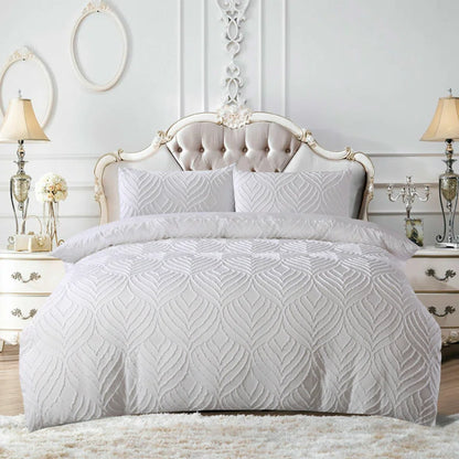 Garnes Polyester Damask Duvet Cover Set with Pillowcases