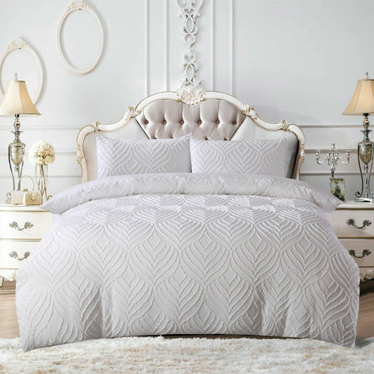 Garnes Polyester Damask Duvet Cover Set with Pillowcases