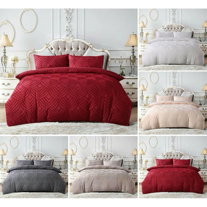 Garnes Polyester Damask Duvet Cover Set with Pillowcases