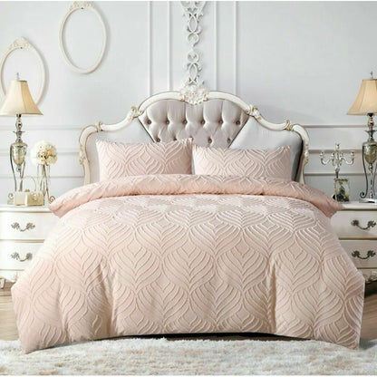 Garnes Polyester Damask Duvet Cover Set with Pillowcases