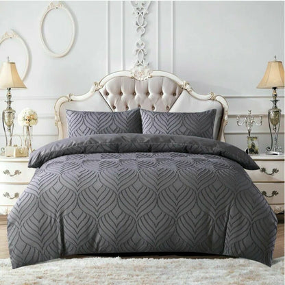 Garnes Polyester Damask Duvet Cover Set with Pillowcases