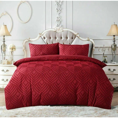 Garnes Polyester Damask Duvet Cover Set with Pillowcases