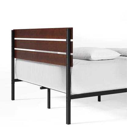 Steens Modern Bed Frame with Bamboo Slatted Headboard