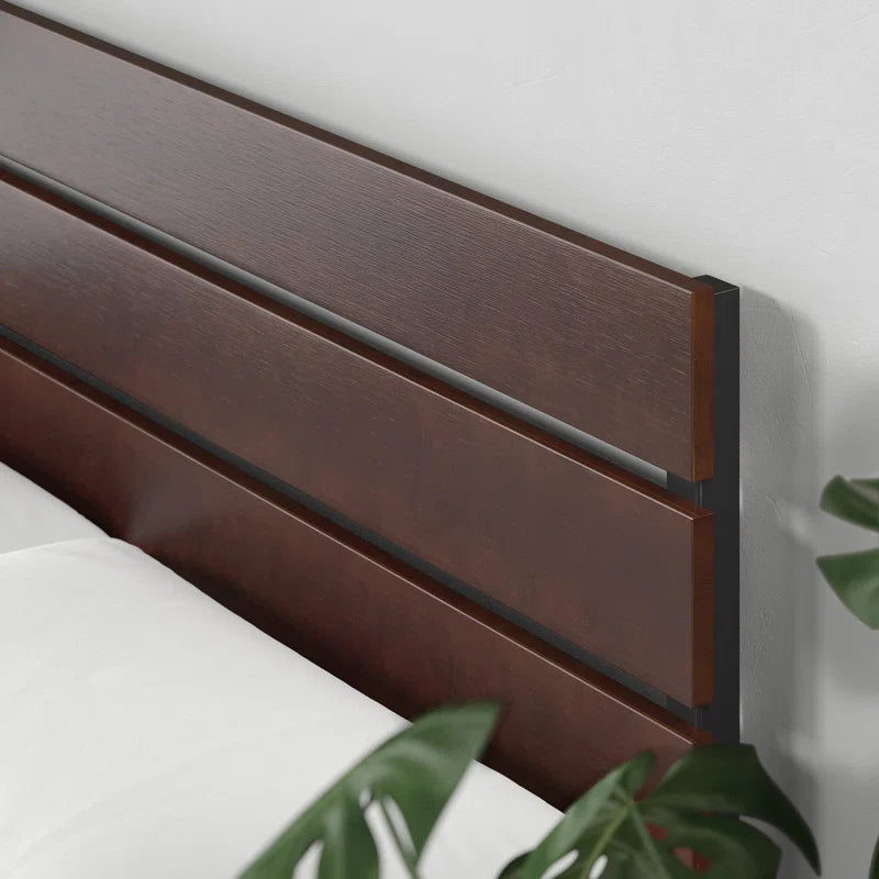Steens Modern Bed Frame with Bamboo Slatted Headboard