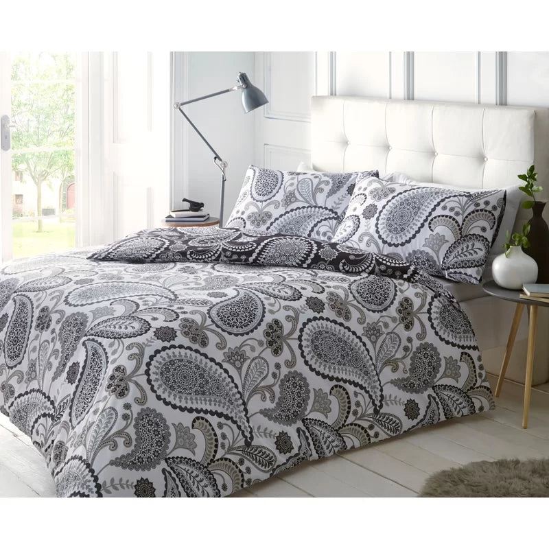 Chiswick Black/Grey 144 TC Reversible Duvet Cover Set