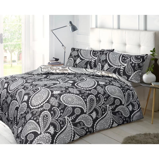 Chiswick Black/Grey 144 TC Reversible Duvet Cover Set