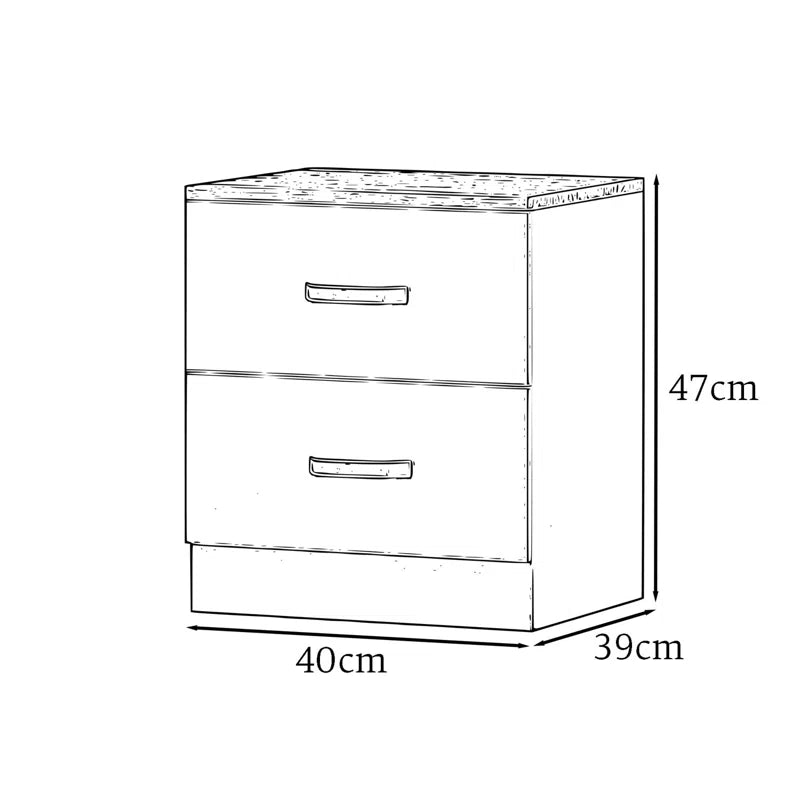 Matte Finish 2 Drawer Bedside Table