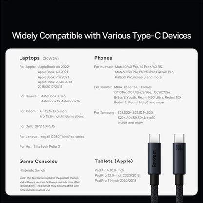 Baseus USB Cable (USB C) 100w