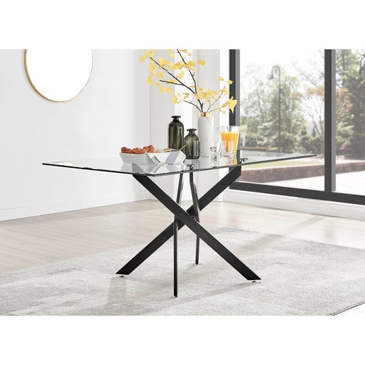 Chowchilla Luxury Rectangular Dining Table in Glass and Chrome Metal - Modern Statement Design