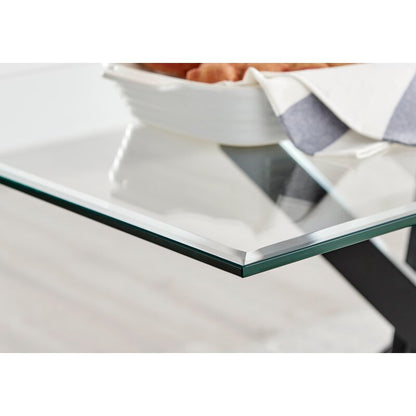 Chowchilla Luxury Rectangular Dining Table in Glass and Chrome Metal - Modern Statement Design