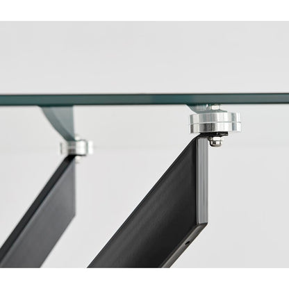 Chowchilla Luxury Rectangular Dining Table in Glass and Chrome Metal - Modern Statement Design