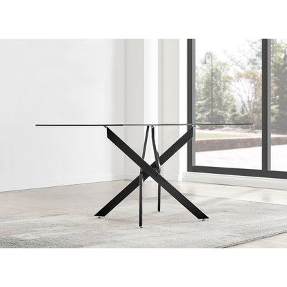 Chowchilla Luxury Rectangular Dining Table in Glass and Chrome Metal - Modern Statement Design