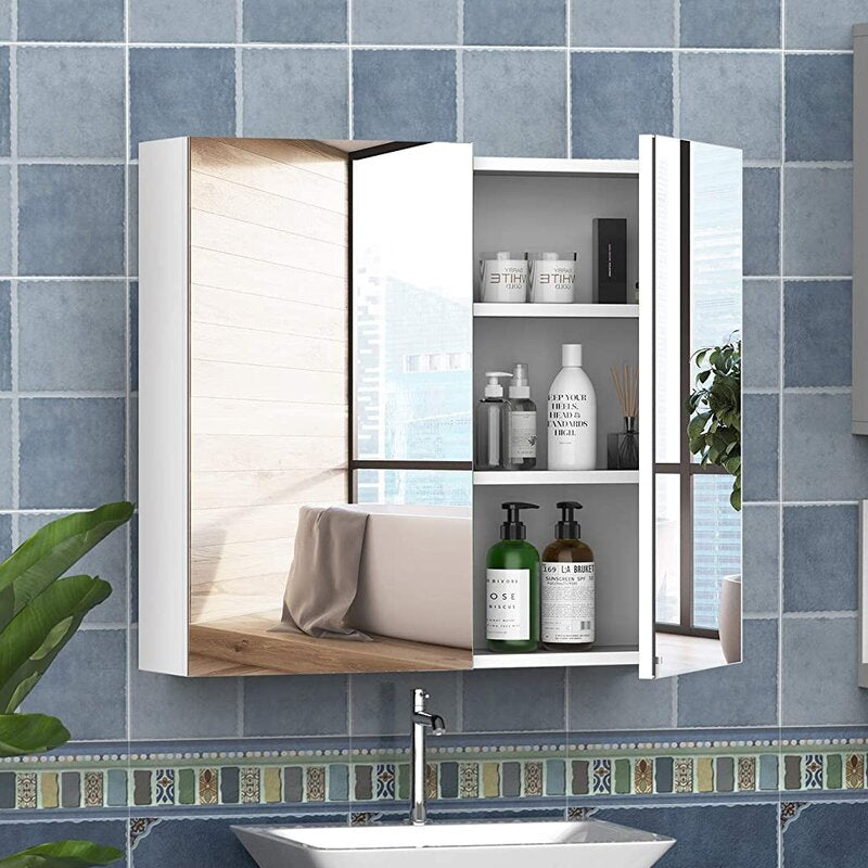 Revamp 700mm W 600mm H Surface Frameless Medicine Cabinet with Mirror and 2 Adjustable Shelves